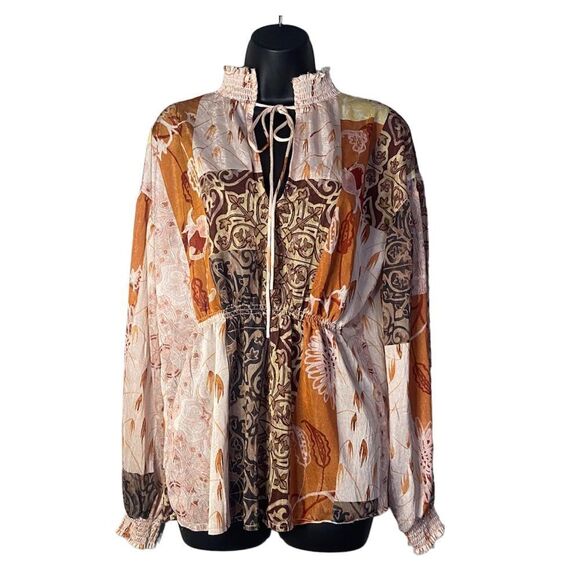 Zara Paisley Patchwork Print Top S Boho Bloggers favorite - Picture 1 of 7